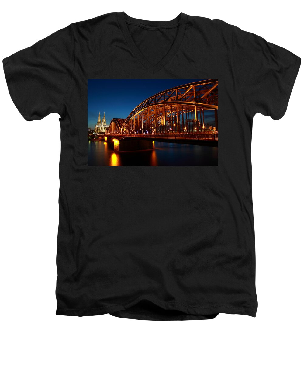 Horizontal Men's V-Neck T-Shirt featuring the photograph Hohenzollern Bridge by Mihai Andritoiu