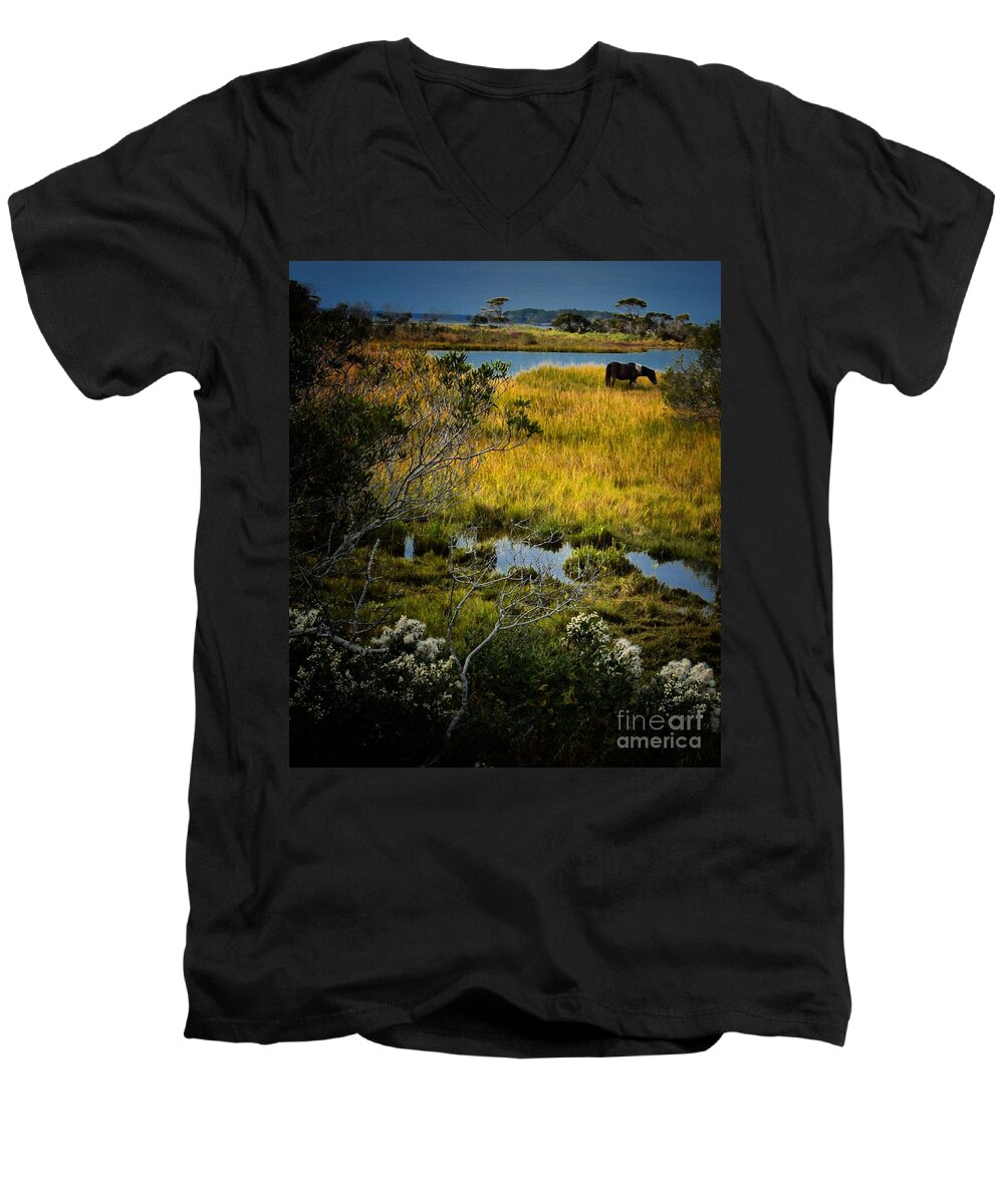 Landscapes Men's V-Neck T-Shirt featuring the photograph Home On The Range by Robert McCubbin