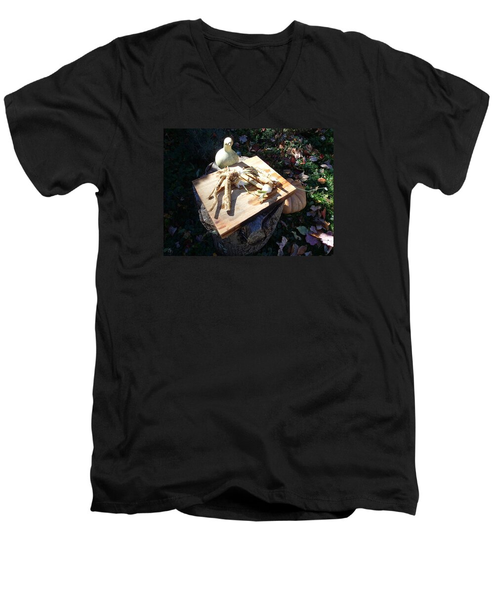 Food Men's V-Neck T-Shirt featuring the photograph Horseradish in The Fall by Robert Nickologianis
