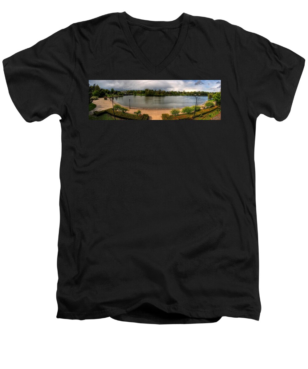 Hoyt Lake Men's V-Neck T-Shirt featuring the photograph Hoyt Lake at Delaware Park by Michael Frank Jr