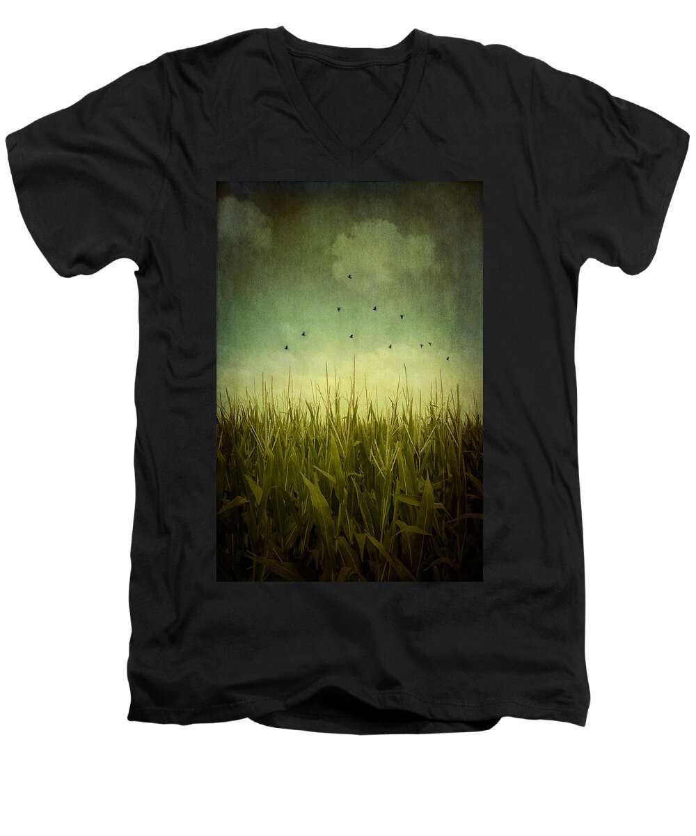Textures Men's V-Neck T-Shirt featuring the photograph In the Field by Trish Mistric