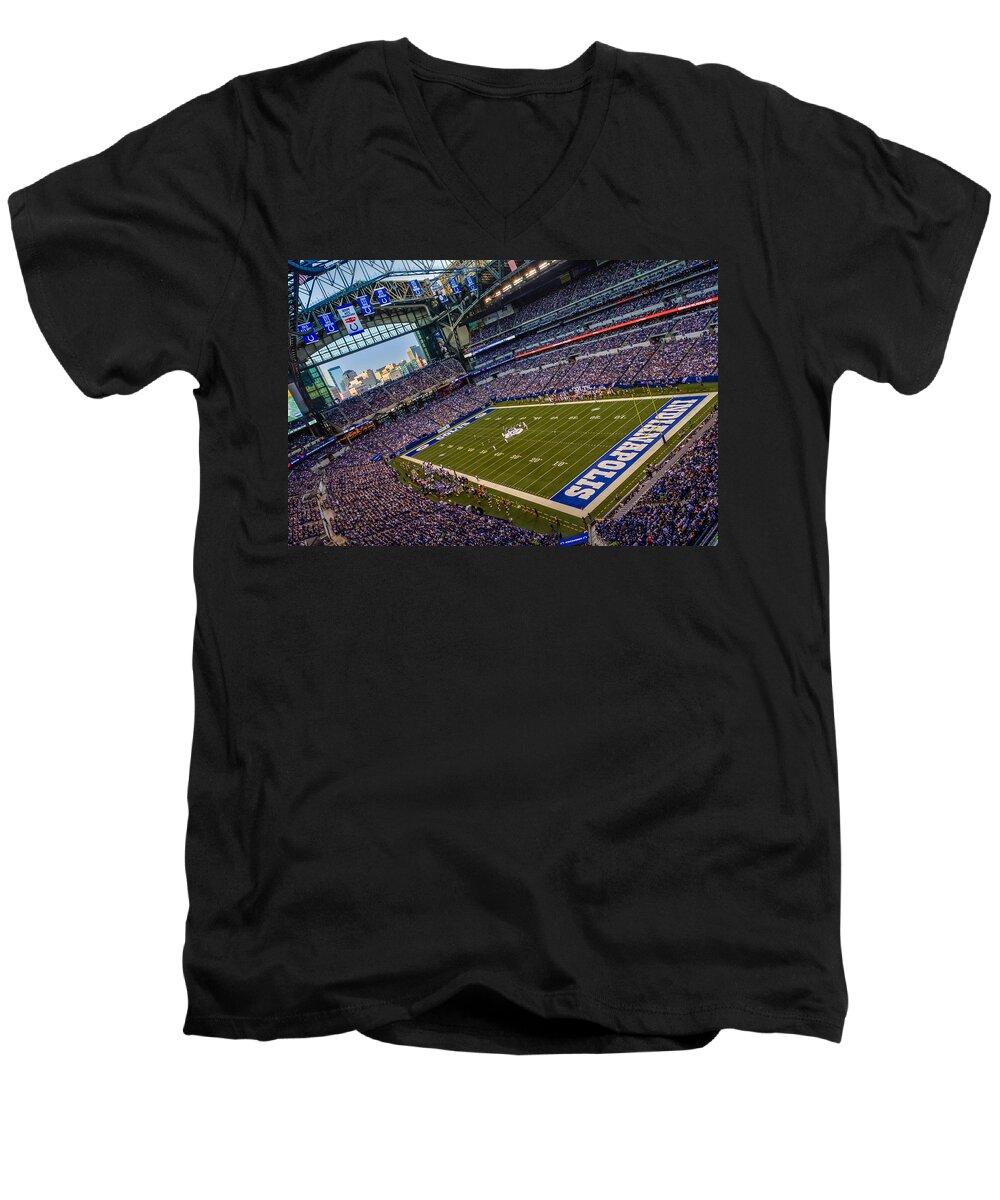 Indiana Men's V-Neck T-Shirt featuring the photograph Indianapolis and the Colts by Ron Pate
