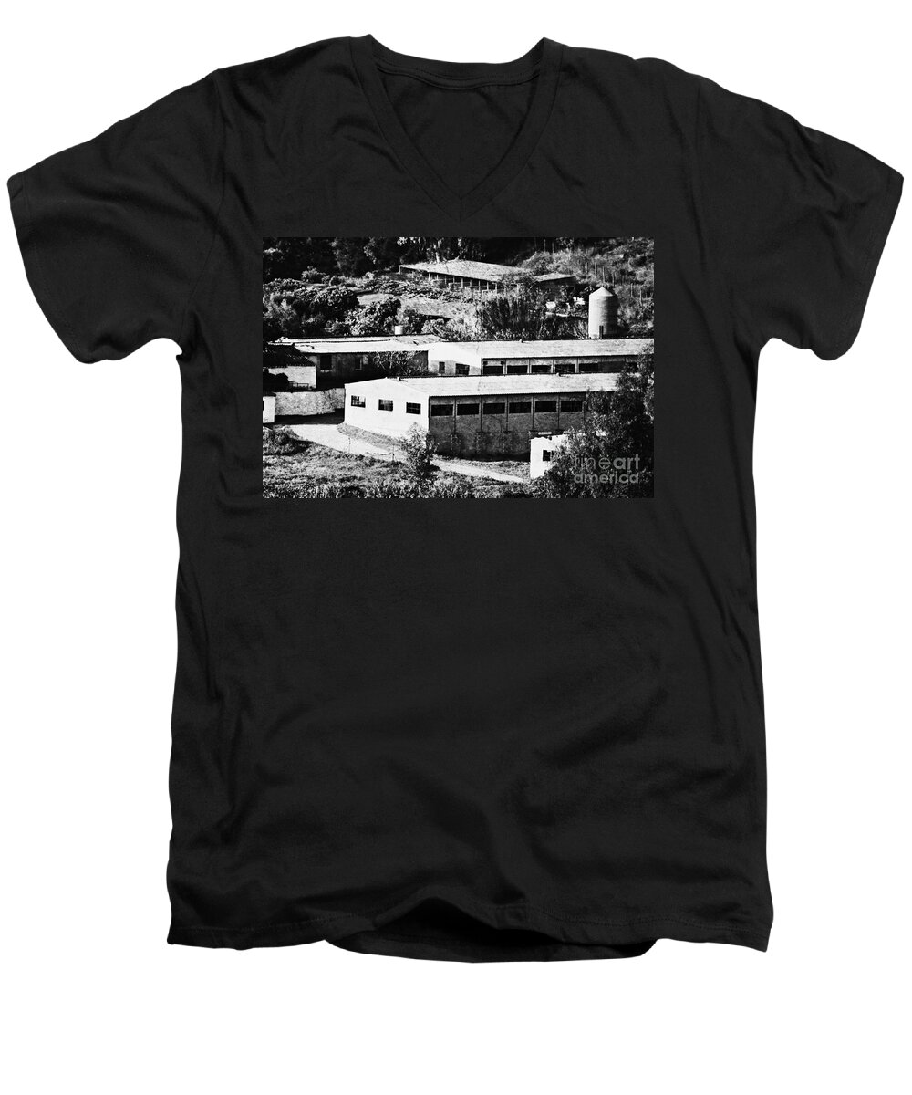 Warehouses Men's V-Neck T-Shirt featuring the photograph Industrial Spain by Clare Bevan