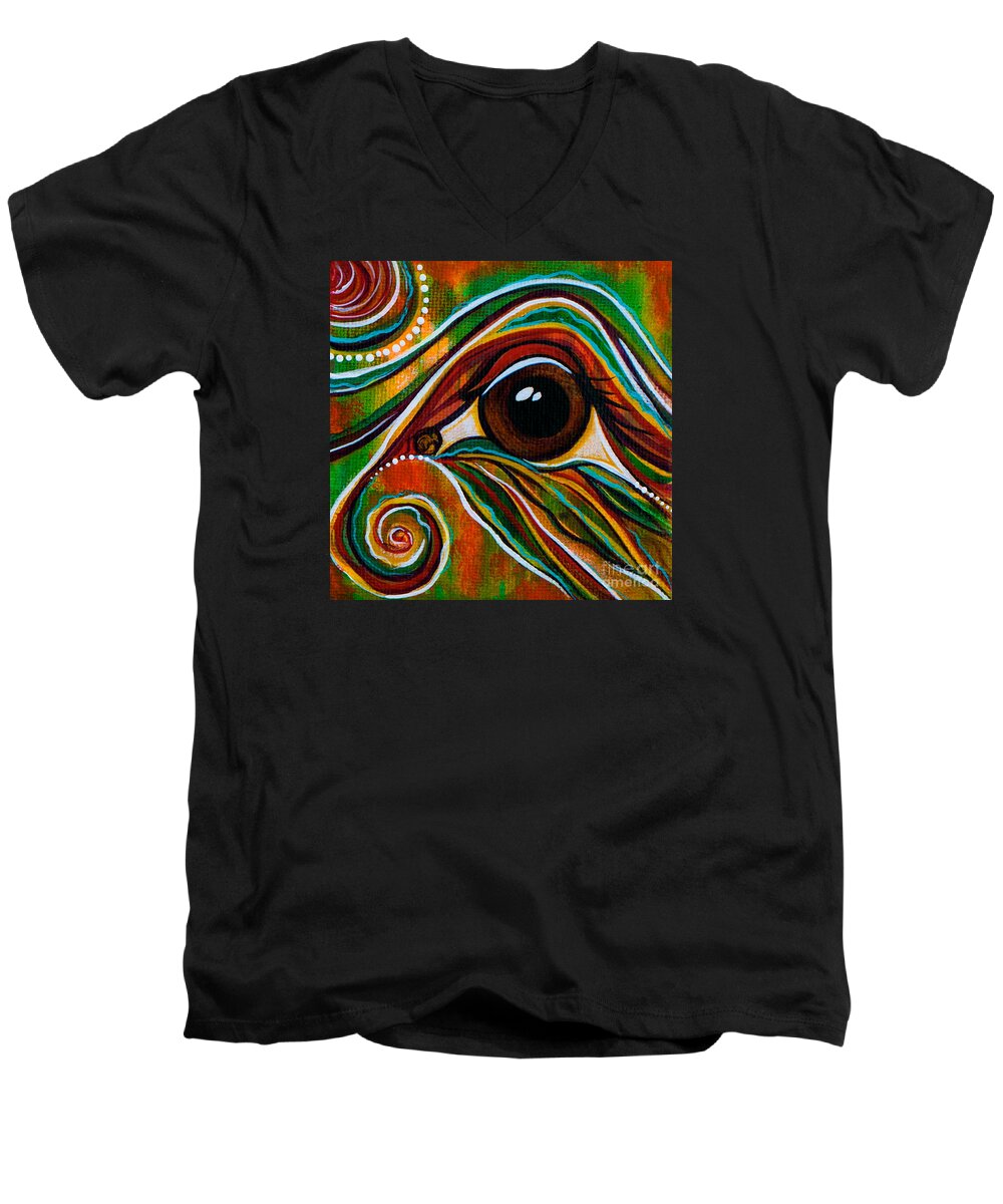 Deborha Kerr Men's V-Neck T-Shirt featuring the painting Inner Strength Spirit Eye by Deborha Kerr