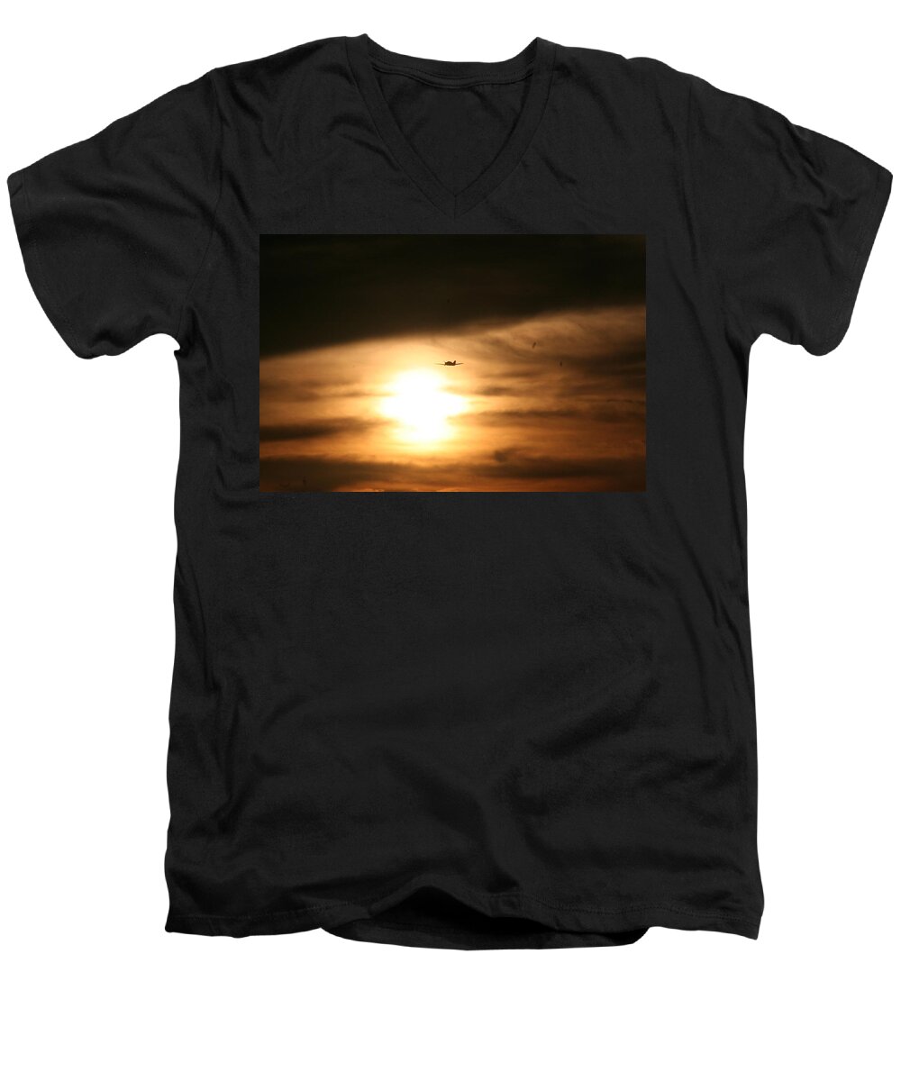 Sunset Men's V-Neck T-Shirt featuring the photograph Into The Sun by David S Reynolds