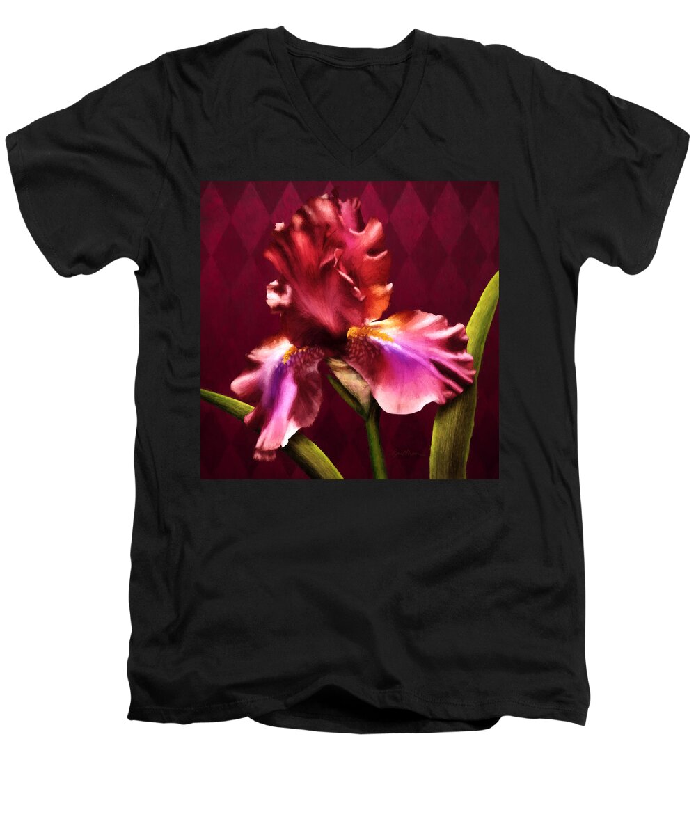 Iris Men's V-Neck T-Shirt featuring the digital art Iris I by April Moen