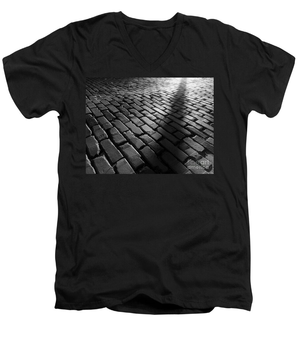 Brick Men's V-Neck T-Shirt featuring the photograph Is Someone There by James Aiken