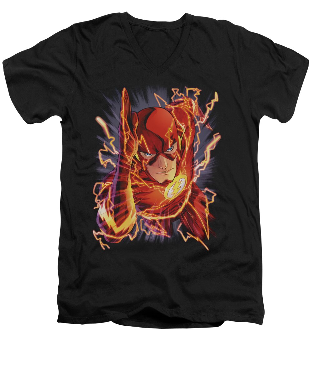 Justice League Of America Men's V-Neck T-Shirt featuring the digital art Jla - Flash #1 by Brand A