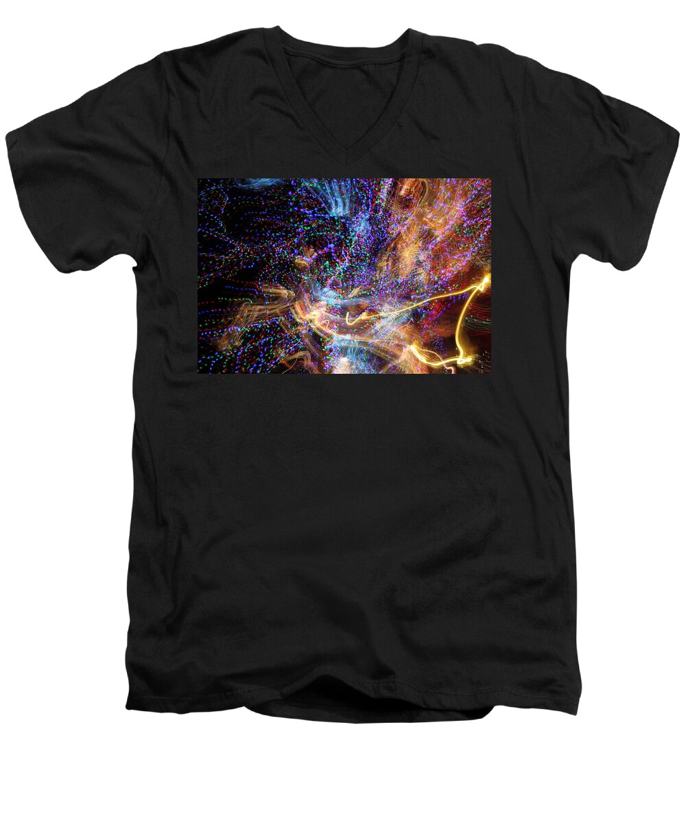 Abstract Men's V-Neck T-Shirt featuring the photograph Kapow by Ric Bascobert