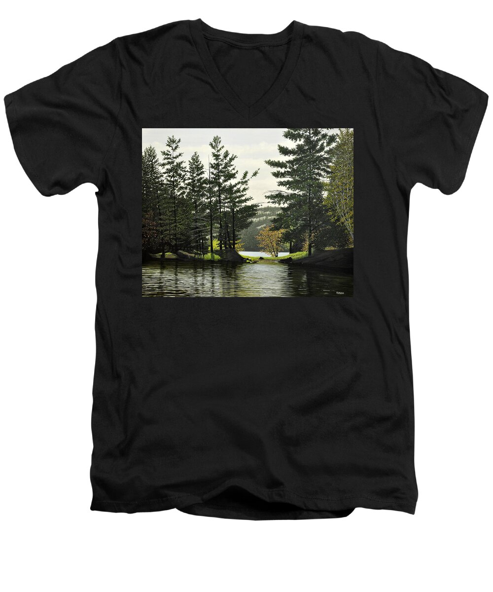Algonquin 2014 Men's V-Neck T-Shirt featuring the painting Killarney by Kenneth M Kirsch