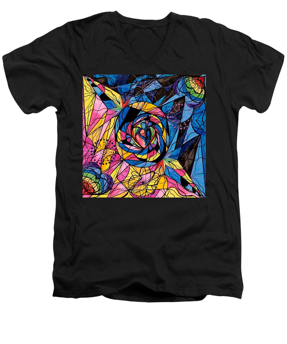 Kindred Soul Men's V-Neck T-Shirt featuring the painting Kindred Soul by Teal Eye Print Store
