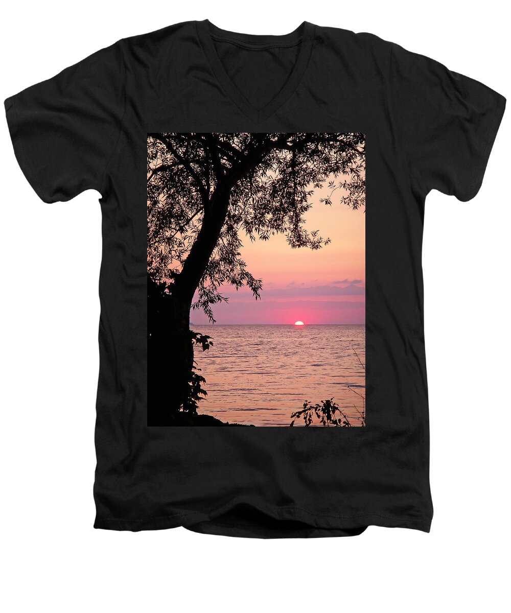 Sunset Men's V-Neck T-Shirt featuring the photograph Lake Sunset #1 by Aimee L Maher ALM GALLERY