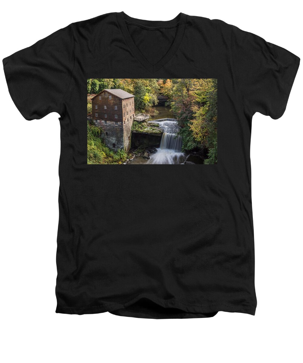 Lantermans Mill Men's V-Neck T-Shirt featuring the photograph Lantermans Mill by Dale Kincaid
