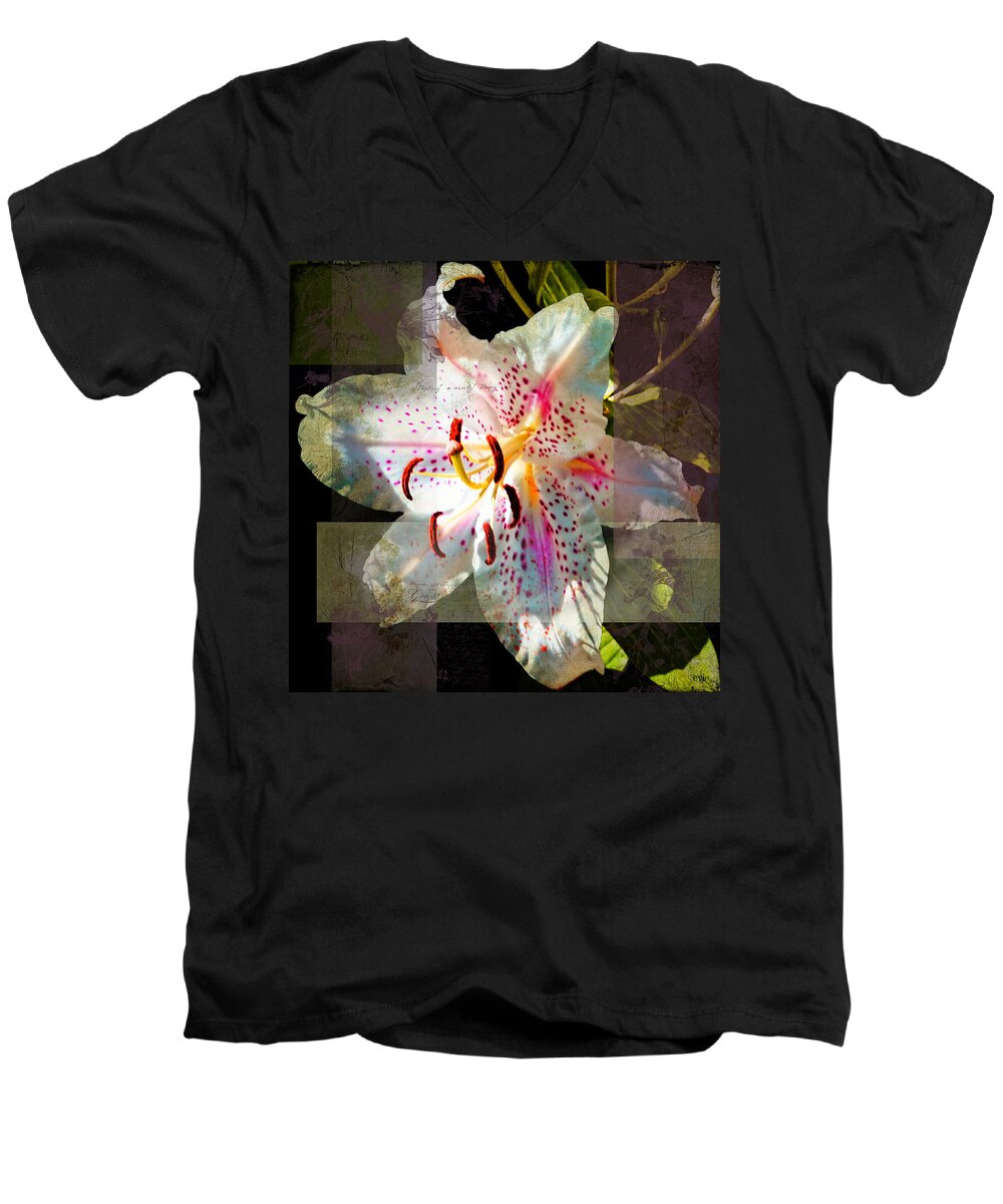 Evie Men's V-Neck T-Shirt featuring the photograph Lily from Whitefish Point Michigan by Evie Carrier