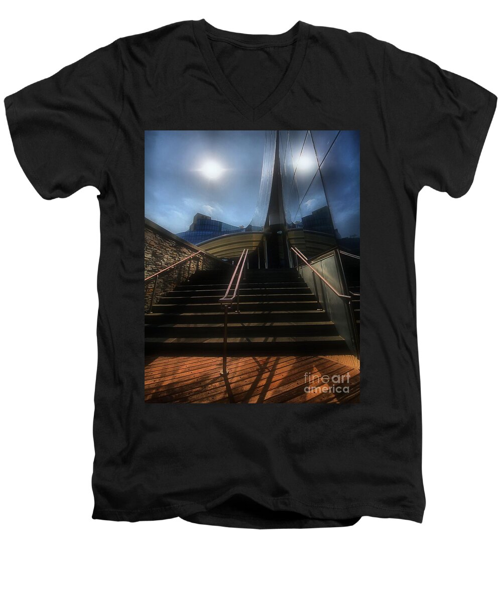 Architecture Men's V-Neck T-Shirt featuring the photograph Lines n Textures by Robert McCubbin