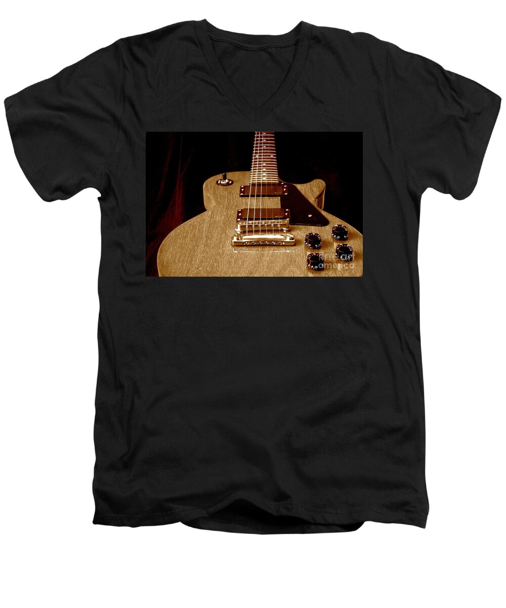 Les Paul Men's V-Neck T-Shirt featuring the photograph Little Les Can Be More by Robert Frederick