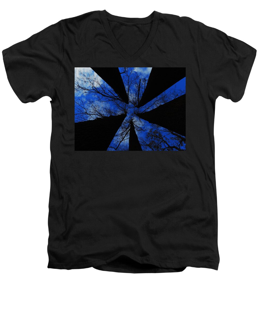 Trees Men's V-Neck T-Shirt featuring the photograph Looking Up by Raymond Salani III