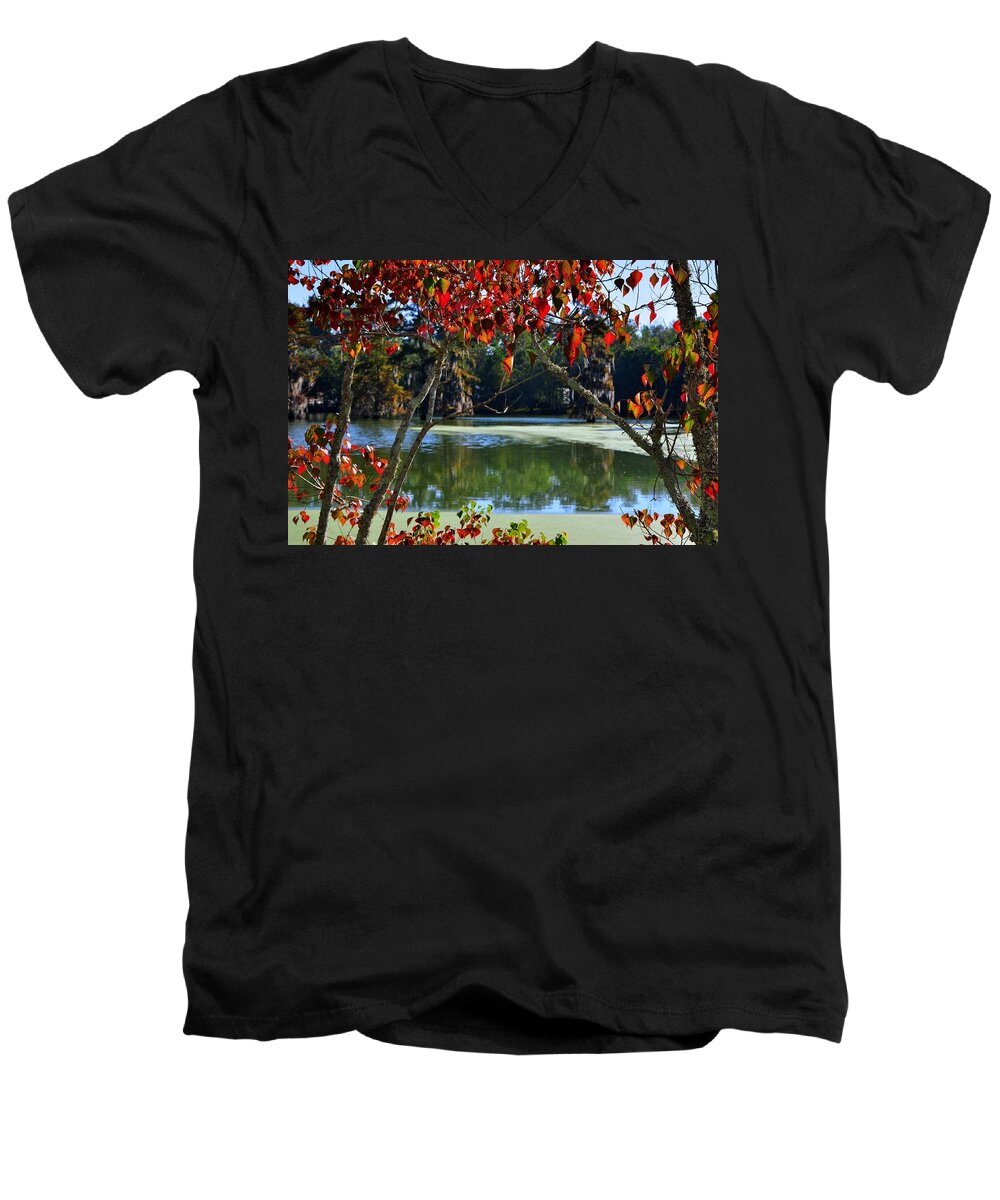 Fall Men's V-Neck T-Shirt featuring the photograph Louisiana Fall by Charlotte Schafer