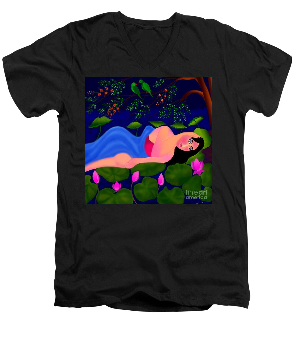 Lullaby Digital Painting Men's V-Neck T-Shirt featuring the digital art Lullaby by Latha Gokuldas Panicker