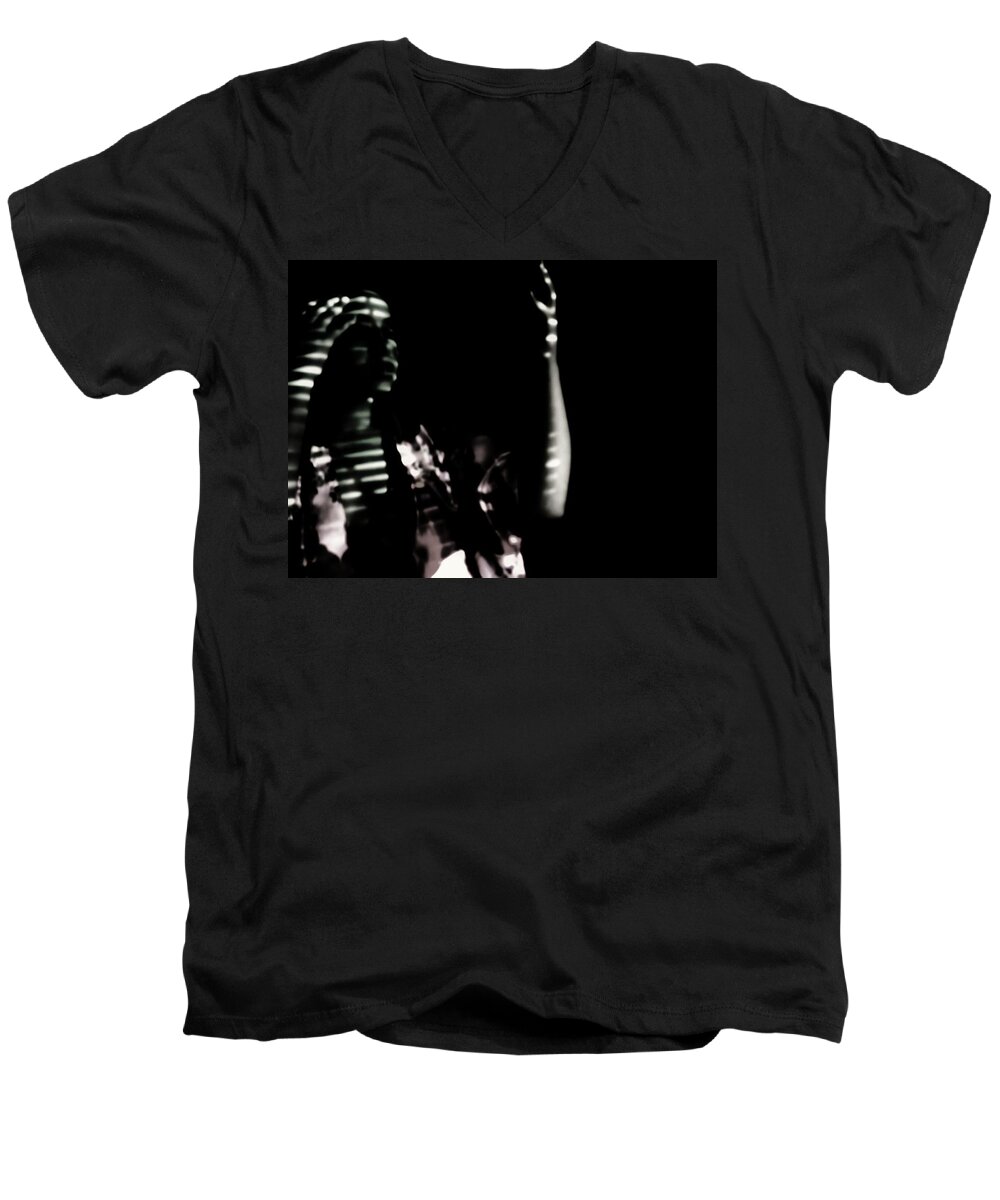 Black And White Shadows Emotive Dark Pain Women Men's V-Neck T-Shirt featuring the photograph Lurid by Jessica S