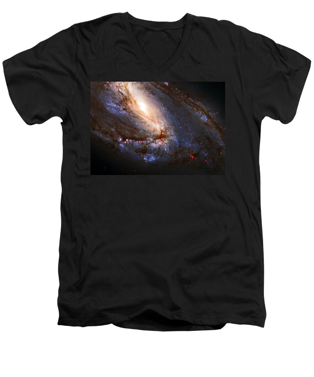 M66 Men's V-Neck T-Shirt featuring the photograph M66 Leo Triplet by Ricky Barnard