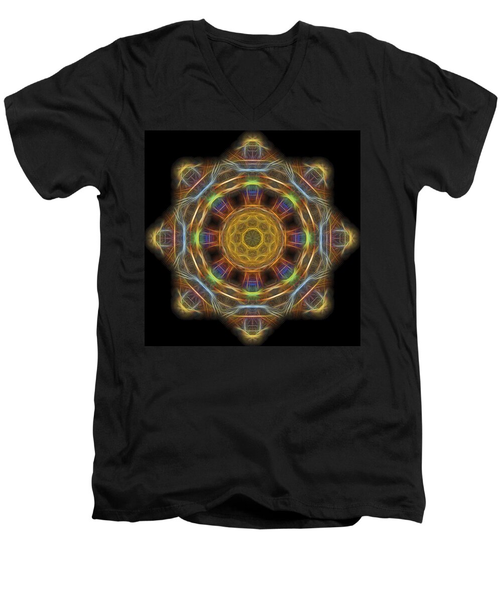 Mandala Men's V-Neck T-Shirt featuring the digital art Mandala Of Light 1 by William Horden