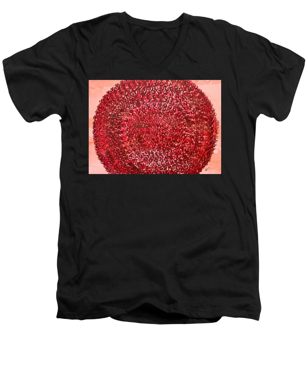 Sun Men's V-Neck T-Shirt featuring the painting Mandala Sun original painting by Sol Luckman