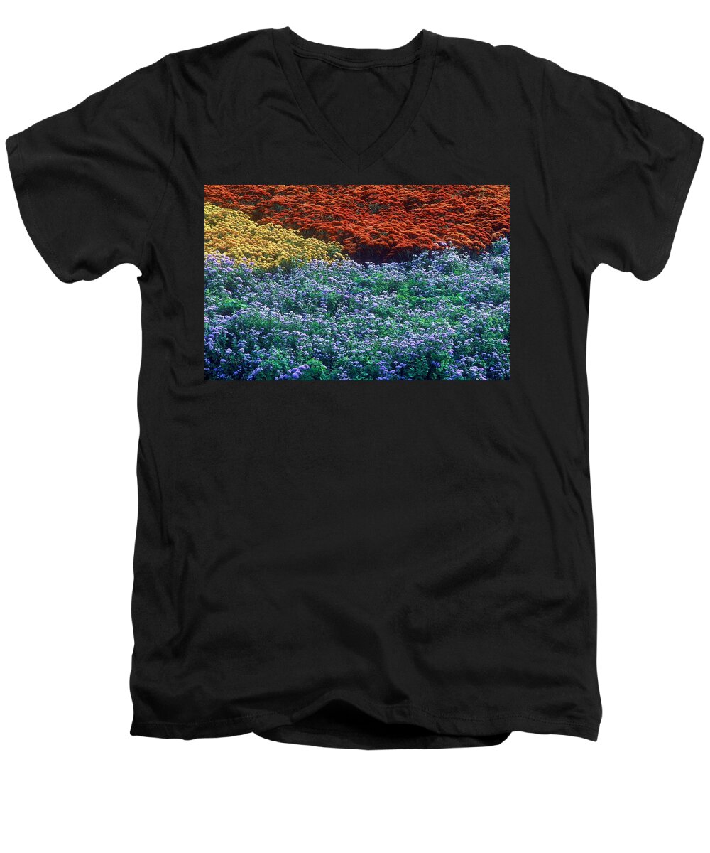 Flowers Men's V-Neck T-Shirt featuring the photograph Merging Colors by Rodney Lee Williams
