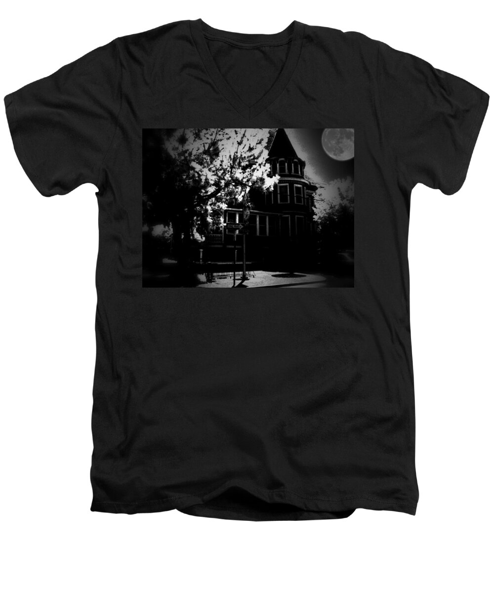 Black And White Men's V-Neck T-Shirt featuring the photograph Moon n U by Robert McCubbin
