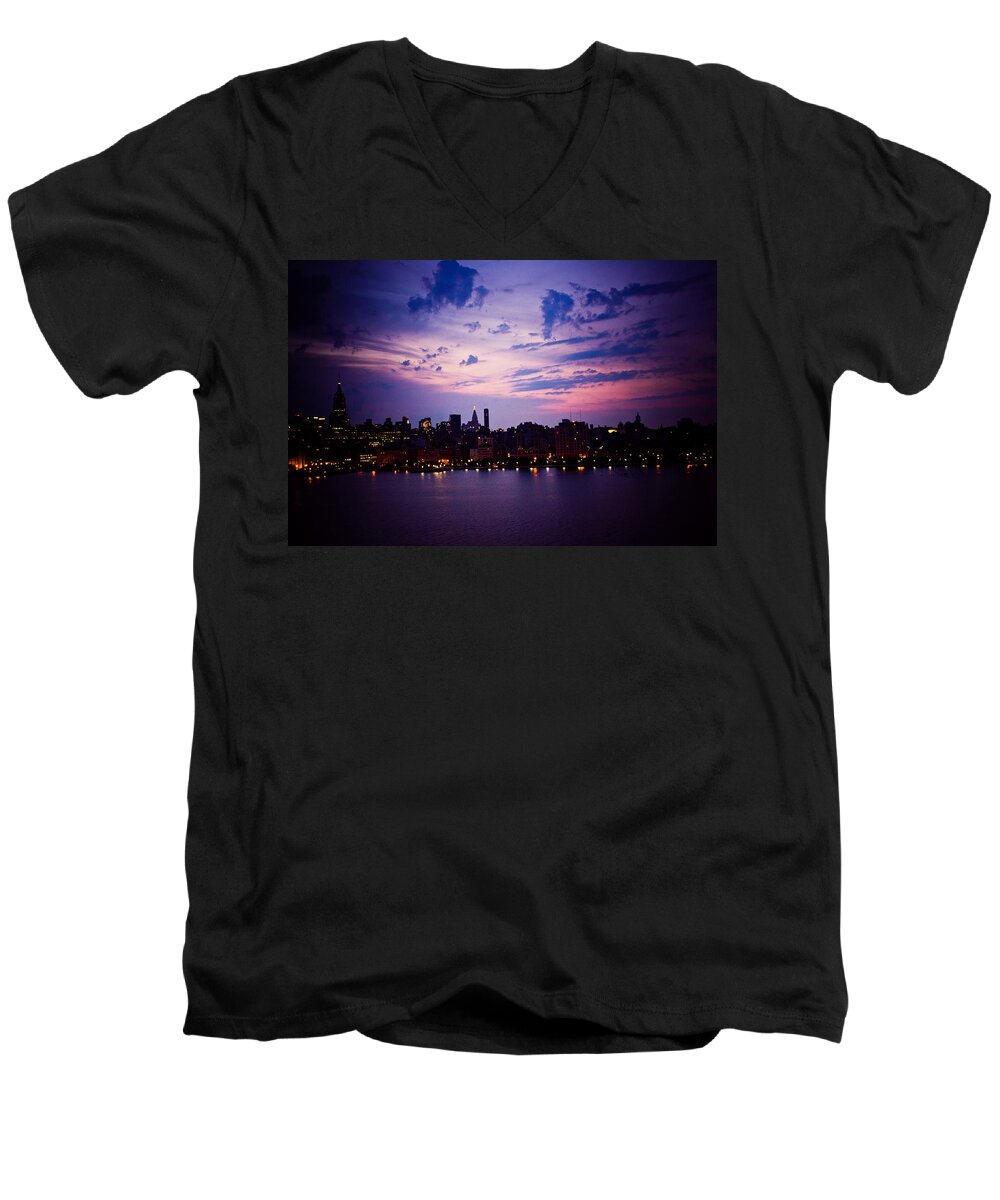 New York City Men's V-Neck T-Shirt featuring the photograph Morning Glory by Sara Frank