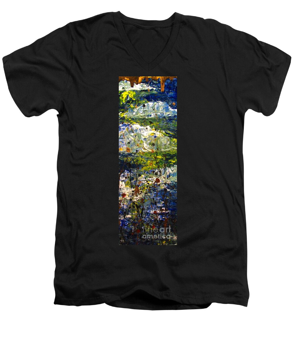 Water Men's V-Neck T-Shirt featuring the painting Mountain Creek by Jacqueline Athmann