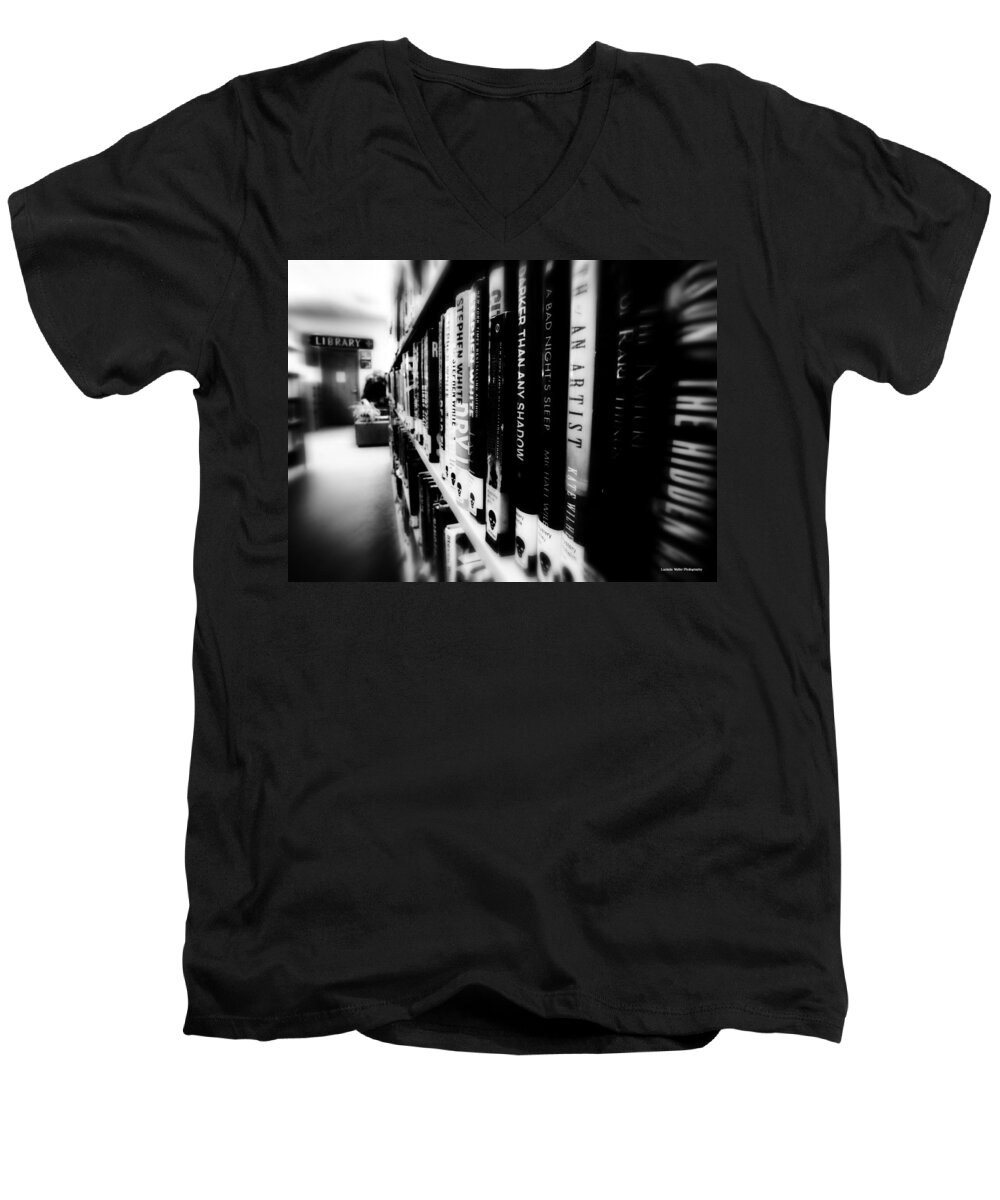Library Men's V-Neck T-Shirt featuring the photograph Mystery at the Library by Lucinda Walter