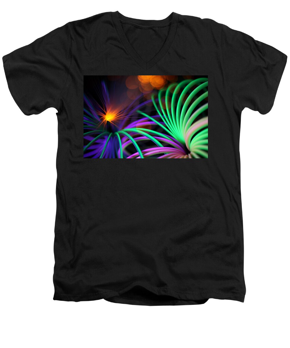 Abstract Men's V-Neck T-Shirt featuring the photograph Mystify by Dazzle Zazz