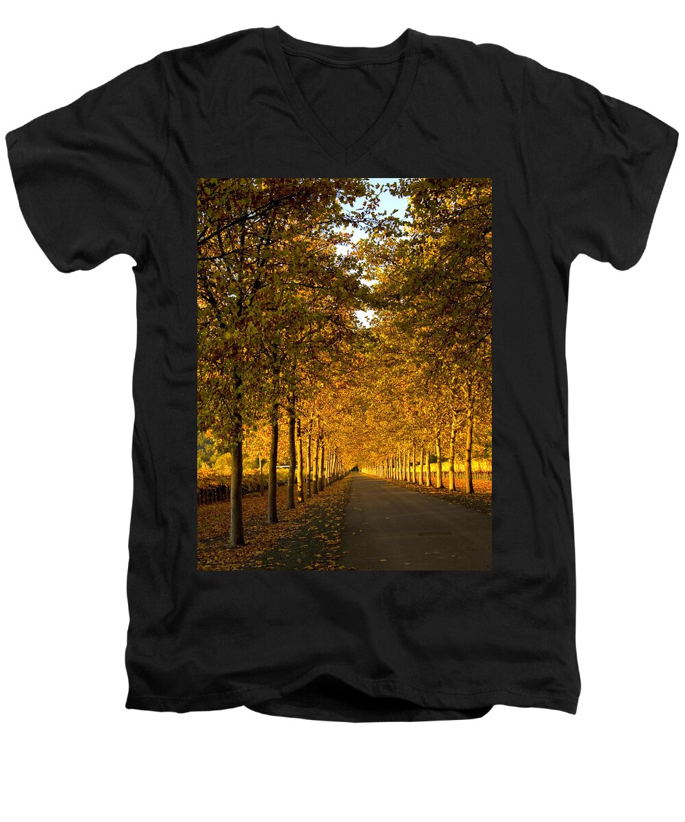 Napa Valley Men's V-Neck T-Shirt featuring the photograph Napa Valley Fall by Bill Gallagher