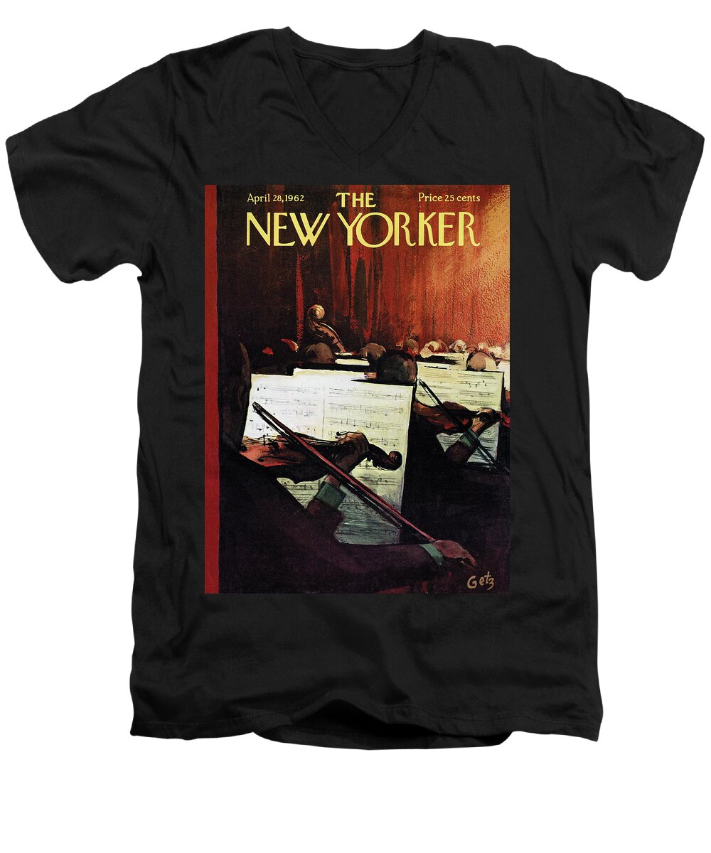 Concert Men's V-Neck T-Shirt featuring the painting New Yorker April 28th, 1962 by Arthur Getz