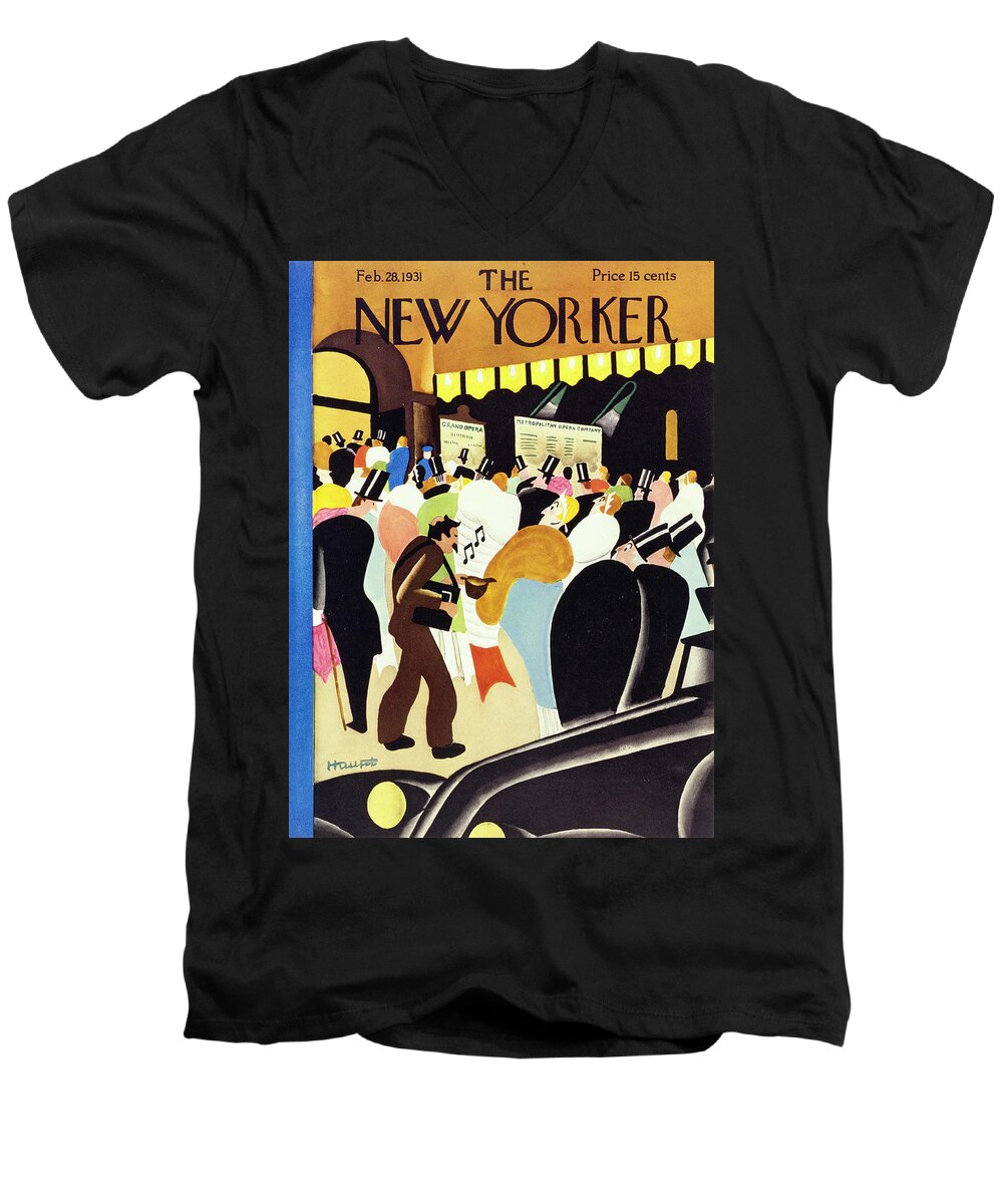 Illustration Men's V-Neck T-Shirt featuring the painting New Yorker February 28 1931 by Theodore G Haupt