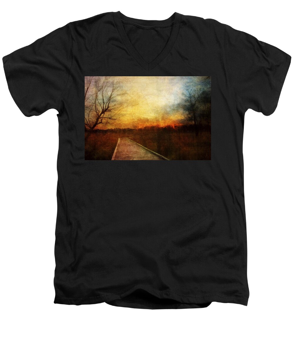 Sunset Men's V-Neck T-Shirt featuring the photograph Night Falls by Scott Norris