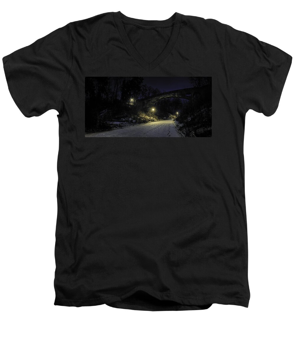 Night Men's V-Neck T-Shirt featuring the photograph Night Hushed the Shadowy Earth by Scott Norris