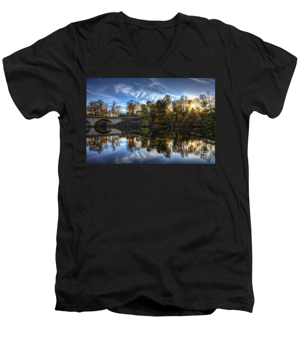 Hdr Men's V-Neck T-Shirt featuring the photograph Niles Reflections by Scott Wood
