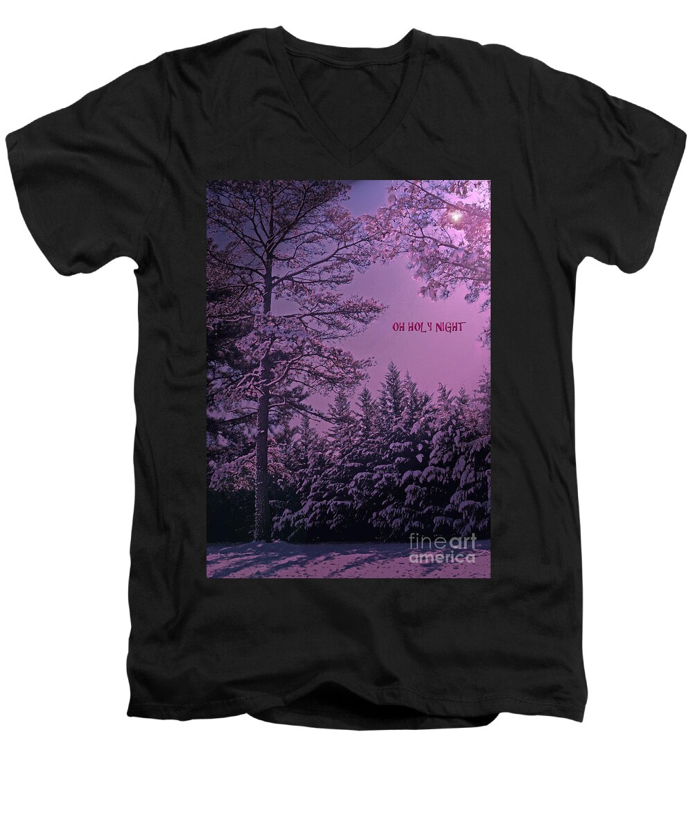 Oh Men's V-Neck T-Shirt featuring the photograph Oh Holy Night by Lydia Holly