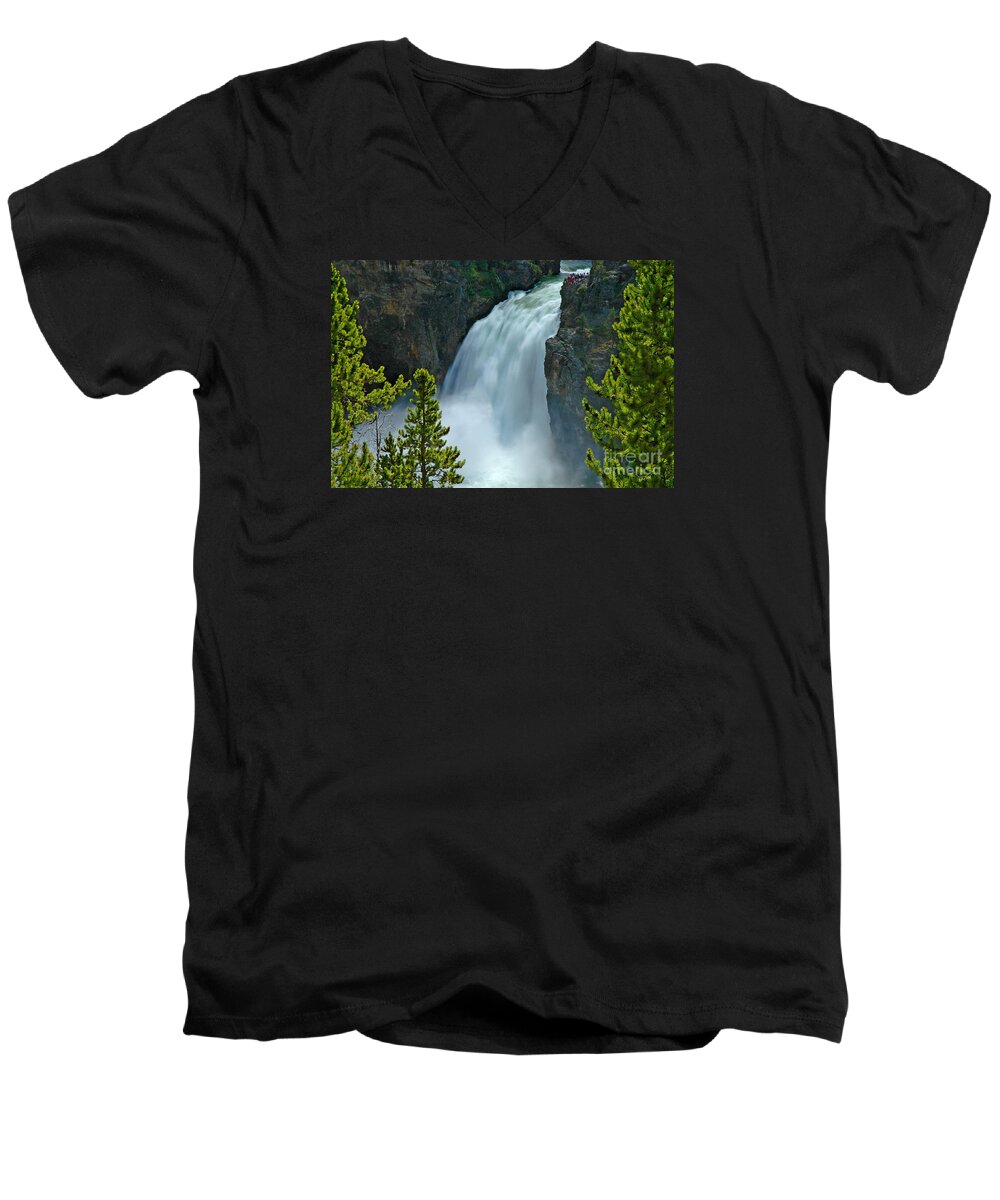 Yellowstone Men's V-Neck T-Shirt featuring the photograph On The Edge by Nick Boren