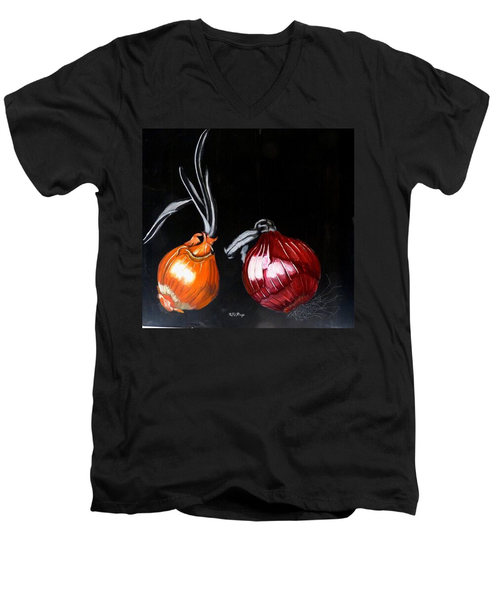 Onions Men's V-Neck T-Shirt featuring the painting Onions by Richard Le Page