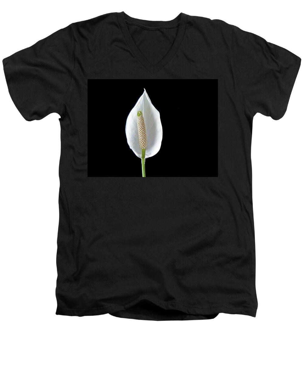 Peace Men's V-Neck T-Shirt featuring the photograph Peace Lily by Steven Huszar
