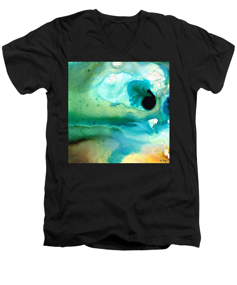 Abstract Men's V-Neck T-Shirt featuring the painting Peaceful Understanding by Sharon Cummings