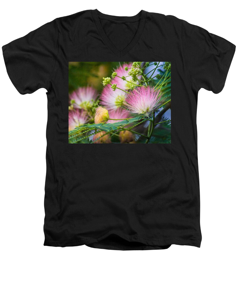Flower Men's V-Neck T-Shirt featuring the photograph Pink Pom Poms by Bill Pevlor