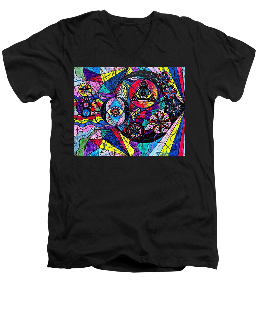 Pleiades Men's V-Neck T-Shirt featuring the painting Pleiades by Teal Eye Print Store