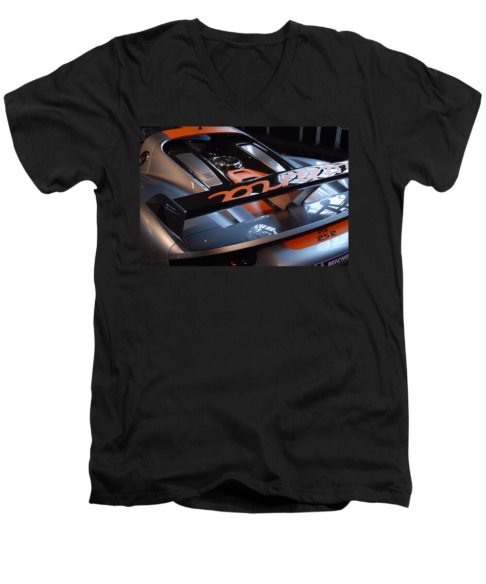 Automotive Details Men's V-Neck T-Shirt featuring the photograph Plug in by John Schneider