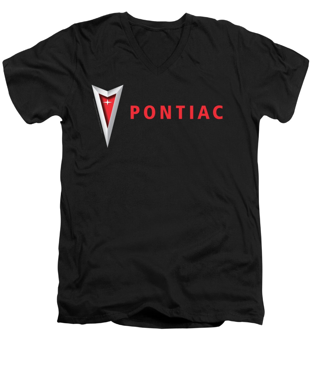 Men's V-Neck T-Shirt featuring the digital art Pontiac - Modern Pontiac Arrowhead by Brand A