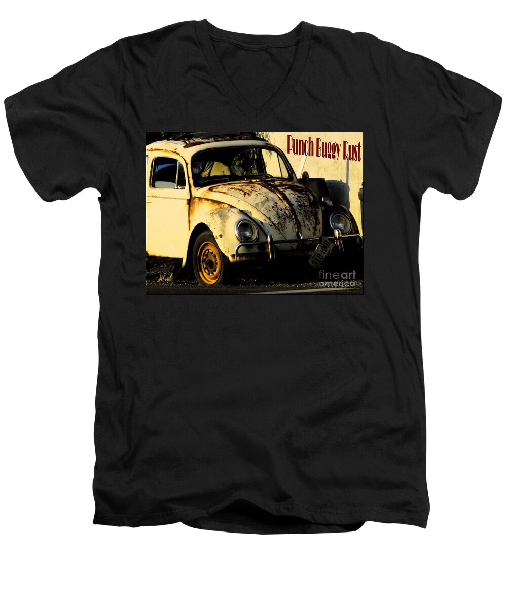 Volkswagon Men's V-Neck T-Shirt featuring the photograph Punch Buggy Rust by Robyn King