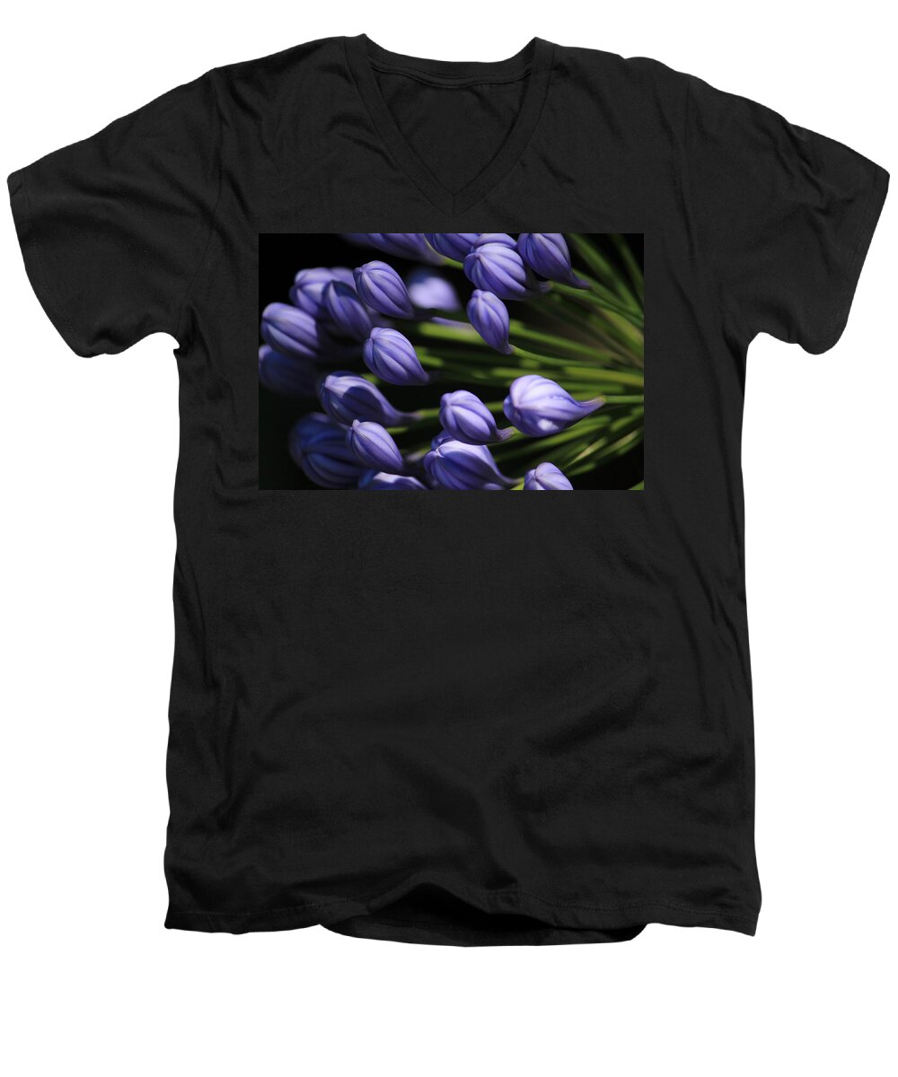Flowers Men's V-Neck T-Shirt featuring the photograph Purple Bloom by Michael Saunders